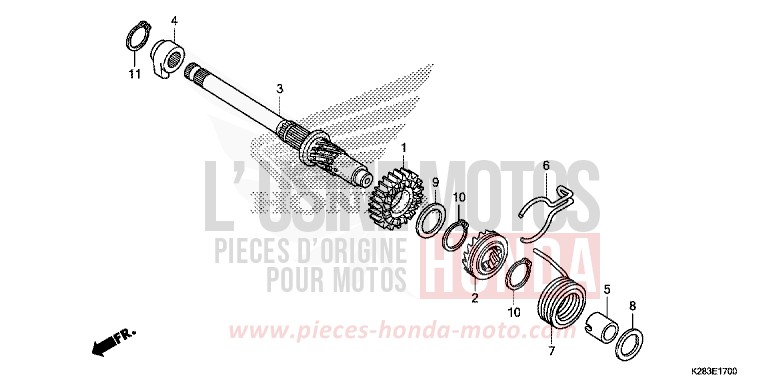 AXE DE KICKSTARTER de CRF125F "Petites Roues" EXTREME RED (R292) 2014